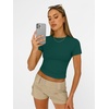 image:imageAUTOMET Womens Crewneck Short Sleeve TShirt Sexy Slim Fit Basic Going Out TopsDark Green