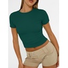 image:imageAUTOMET Womens Crewneck Short Sleeve TShirt Sexy Slim Fit Basic Going Out TopsDark Green