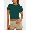 image:imageAUTOMET Womens Crewneck Short Sleeve TShirt Sexy Slim Fit Basic Going Out TopsDark Green