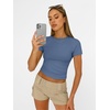 image:imageAUTOMET Womens Crewneck Short Sleeve TShirt Sexy Slim Fit Basic Going Out TopsDusty Blue