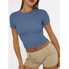 image:imageAUTOMET Womens Crewneck Short Sleeve TShirt Sexy Slim Fit Basic Going Out TopsDusty Blue