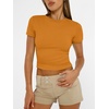 image:imageAUTOMET Womens Crewneck Short Sleeve TShirt Sexy Slim Fit Basic Going Out TopsGolden Ochre