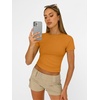 image:imageAUTOMET Womens Crewneck Short Sleeve TShirt Sexy Slim Fit Basic Going Out TopsGolden Ochre