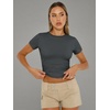 image:imageAUTOMET Womens Crewneck Short Sleeve TShirt Sexy Slim Fit Basic Going Out TopsGray