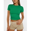 image:imageAUTOMET Womens Crewneck Short Sleeve TShirt Sexy Slim Fit Basic Going Out TopsGreen
