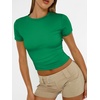 image:imageAUTOMET Womens Crewneck Short Sleeve TShirt Sexy Slim Fit Basic Going Out TopsGreen