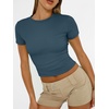 image:imageAUTOMET Womens Crewneck Short Sleeve TShirt Sexy Slim Fit Basic Going Out TopsHaze Blue