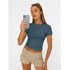 image:imageAUTOMET Womens Crewneck Short Sleeve TShirt Sexy Slim Fit Basic Going Out TopsHaze Blue