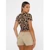 image:imageAUTOMET Womens Crewneck Short Sleeve TShirt Sexy Slim Fit Basic Going Out TopsLeopard