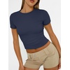 image:imageAUTOMET Womens Crewneck Short Sleeve TShirt Sexy Slim Fit Basic Going Out TopsNavy