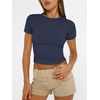 image:imageAUTOMET Womens Crewneck Short Sleeve TShirt Sexy Slim Fit Basic Going Out TopsNavy