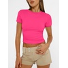 image:imageAUTOMET Womens Crewneck Short Sleeve TShirt Sexy Slim Fit Basic Going Out TopsNeonpink