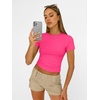 image:imageAUTOMET Womens Crewneck Short Sleeve TShirt Sexy Slim Fit Basic Going Out TopsNeonpink