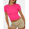 image:imageAUTOMET Womens Crewneck Short Sleeve TShirt Sexy Slim Fit Basic Going Out TopsNeonpink