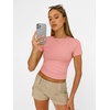 image:imageAUTOMET Womens Crewneck Short Sleeve TShirt Sexy Slim Fit Basic Going Out TopsPeach Pink