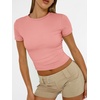 image:imageAUTOMET Womens Crewneck Short Sleeve TShirt Sexy Slim Fit Basic Going Out TopsPeach Pink