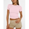 image:imageAUTOMET Womens Crewneck Short Sleeve TShirt Sexy Slim Fit Basic Going Out TopsPink