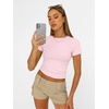 image:imageAUTOMET Womens Crewneck Short Sleeve TShirt Sexy Slim Fit Basic Going Out TopsPink