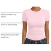 image:imageAUTOMET Womens Crewneck Short Sleeve TShirt Sexy Slim Fit Basic Going Out TopsPink