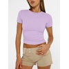 image:imageAUTOMET Womens Crewneck Short Sleeve TShirt Sexy Slim Fit Basic Going Out TopsPurple