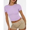 image:imageAUTOMET Womens Crewneck Short Sleeve TShirt Sexy Slim Fit Basic Going Out TopsPurple