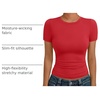 image:imageAUTOMET Womens Crewneck Short Sleeve TShirt Sexy Slim Fit Basic Going Out TopsRed