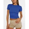 image:imageAUTOMET Womens Crewneck Short Sleeve TShirt Sexy Slim Fit Basic Going Out TopsRoyal Blue