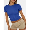 image:imageAUTOMET Womens Crewneck Short Sleeve TShirt Sexy Slim Fit Basic Going Out TopsRoyal Blue