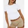 image:imageAUTOMET Womens Crewneck Short Sleeve TShirt Sexy Slim Fit Basic Going Out TopsWhite