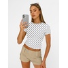 image:imageAUTOMET Womens Crewneck Short Sleeve TShirt Sexy Slim Fit Basic Going Out TopsWhite Dots