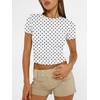 image:imageAUTOMET Womens Crewneck Short Sleeve TShirt Sexy Slim Fit Basic Going Out TopsWhite Dots