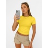 image:imageAUTOMET Womens Crewneck Short Sleeve TShirt Sexy Slim Fit Basic Going Out TopsYellow