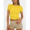 image:imageAUTOMET Womens Crewneck Short Sleeve TShirt Sexy Slim Fit Basic Going Out TopsYellow