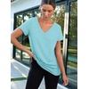 image:imageAUTOMET Womens Short Sleeve TShirts V Neck Summer Tops Basic Tees 2026Aqua