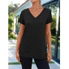 image:imageAUTOMET Womens Short Sleeve TShirts V Neck Summer Tops Basic Tees 2026Black