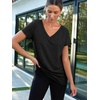 image:imageAUTOMET Womens Short Sleeve TShirts V Neck Summer Tops Basic Tees 2026Black