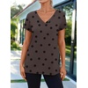 image:imageAUTOMET Womens Short Sleeve TShirts V Neck Summer Tops Basic Tees 2026Brown Dots