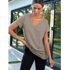 image:imageAUTOMET Womens Short Sleeve TShirts V Neck Summer Tops Basic Tees 2026Coffegrey