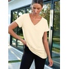 image:imageAUTOMET Womens Short Sleeve TShirts V Neck Summer Tops Basic Tees 2026Cream
