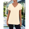 image:imageAUTOMET Womens Short Sleeve TShirts V Neck Summer Tops Basic Tees 2026Cream
