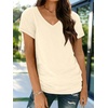 image:imageAUTOMET Womens Short Sleeve TShirts V Neck Summer Tops Basic Tees 2026Cream