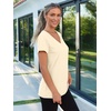 image:imageAUTOMET Womens Short Sleeve TShirts V Neck Summer Tops Basic Tees 2026Cream