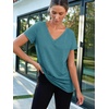 image:imageAUTOMET Womens Short Sleeve TShirts V Neck Summer Tops Basic Tees 2026Darkblue