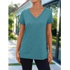 image:imageAUTOMET Womens Short Sleeve TShirts V Neck Summer Tops Basic Tees 2026Darkblue
