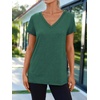 image:imageAUTOMET Womens Short Sleeve TShirts V Neck Summer Tops Basic Tees 2026Darkgreen