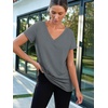 image:imageAUTOMET Womens Short Sleeve TShirts V Neck Summer Tops Basic Tees 2026Darkgrey