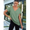 image:imageAUTOMET Womens Short Sleeve TShirts V Neck Summer Tops Basic Tees 2026Green