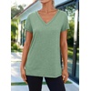 image:imageAUTOMET Womens Short Sleeve TShirts V Neck Summer Tops Basic Tees 2026Green