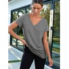 image:imageAUTOMET Womens Short Sleeve TShirts V Neck Summer Tops Basic Tees 2026Grey