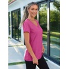 image:imageAUTOMET Womens Short Sleeve TShirts V Neck Summer Tops Basic Tees 2026Hotpink
